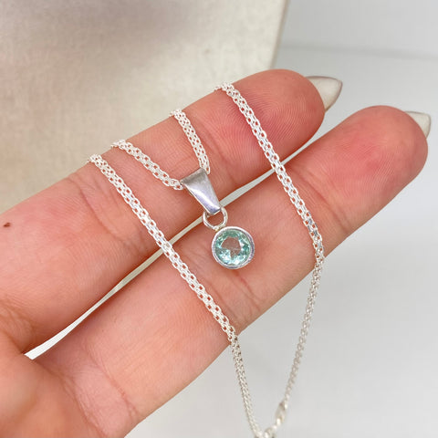 Set Cadena China + Dije Esmeralda Circulo 100PTS Plata 925 3,3 Gr / 1,6 mm / 50 Cm *