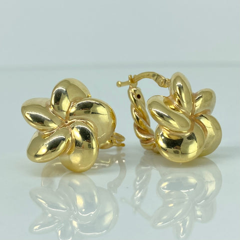 Candongas ● Flor Entorchadas Oro amarillo 18k +3 / 3 Gr / 2 Cm *