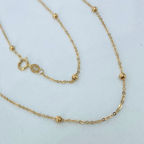 Cadena ● Aro Seguido Bolas Lisas 2mm Oro amarillo 18k +1 / 0,85 Gr / 40 Cm