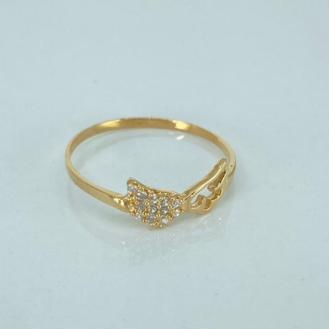 Anillo Alas Circones Blancos Oro amarillo 18k / Talla 6 1/2 / 1 Gr †