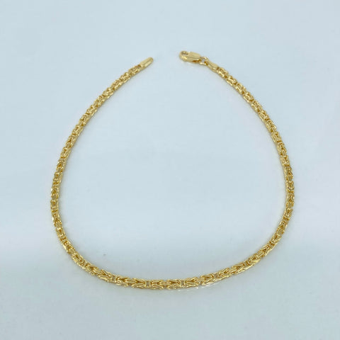 Pulso ● Punto Peruano Oro amarillo 18k +3 / 4,35 Gr / 2 mm / 22,5 Cm *