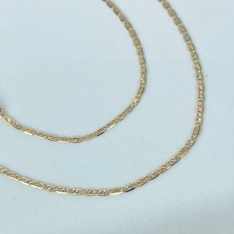 Cadena ● Escalera Plana Diamantada Tres oros 18k 1,35 Gr / 1,2 mm / 45 Cm *