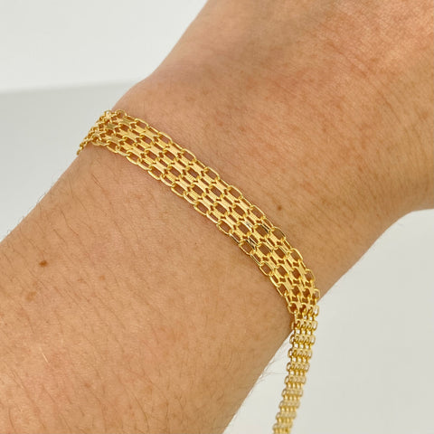 Pulso ● Chino Oro amarillo 18k +1 / 6,41 Gr / 6,7 mm / 20,5 Cm *