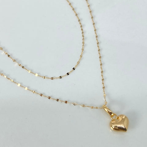 Set Cadena ● Crispeta + Dije Corazon Oro amarillo 18k 0,65 Gr / 1 mm / 45 Cm †