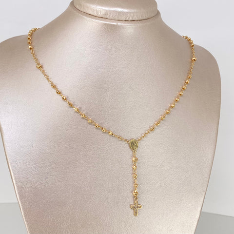 Rosario Virgen Milagrosa Bolas Diamantadas 4/3mm Oro amarillo 6,75 Gr / 48 Cm