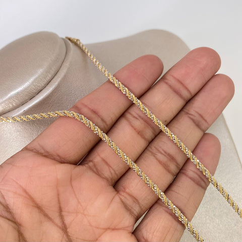 Cadena ● Lazo Trenzado Mini Militar Oro amarillo y Oro blanco 18k +3 / 11,4 Gr / 2,8 mm / 60 Cm †