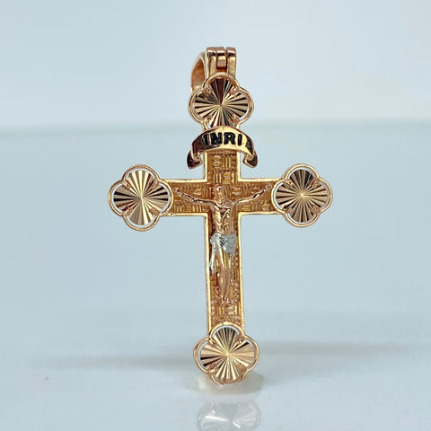 Dije Cruz Trebol Diamantado Oro amarillo 3,46 Gr / 4,2 Cm *
