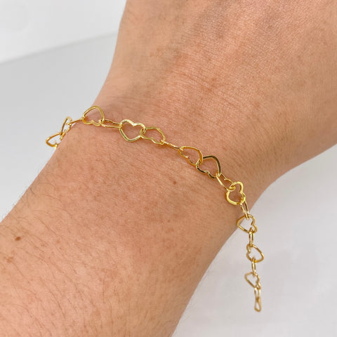 Pulso ● Corazon Seguido Oro amarillo 18k +3 / 1,32 Gr / 5,3 mm / 20 Cm *