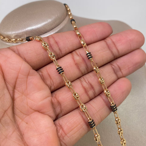 Cadena GC Diamantada Cauchos Negros Oro amarillo 12,83 Gr / 4 mm / 59 Cm *