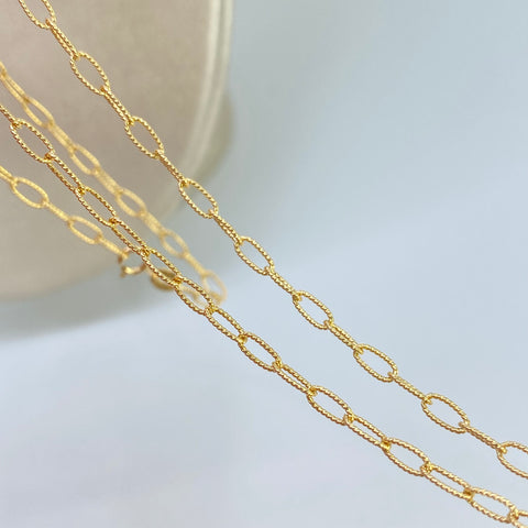 Cadena ● Cajon Entorchado Oro amarillo 18k +3 / 4,77 Gr / 2,5 mm / 50 Cm *