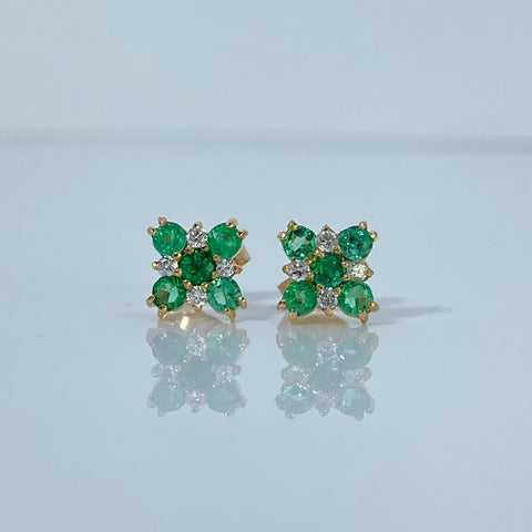 Topos Flor / 16 Pts Diam / 20 Pts Esme Oro amarillo 18k 1,48 Gr / 9 mm †