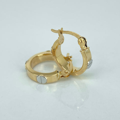 Candongas Tornillos Oro amarillo y Oro blanco 18k 1,95 Gr / 1,8 Cm