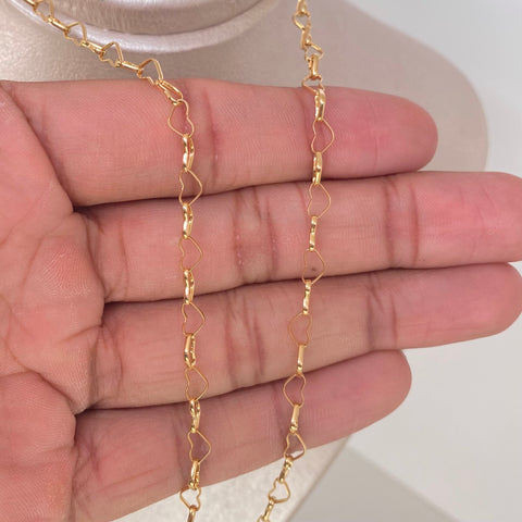 Cadena ● Corazon Seguido Oro amarillo 18k +3 / 6,5 Gr / 4 mm / 50 Cm *