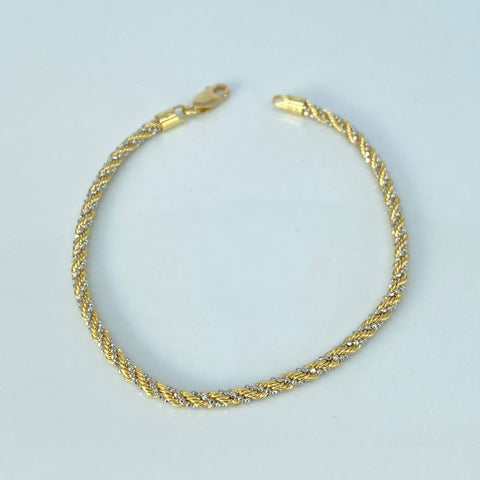 Pulso ● Lazo Trenzado Mini Militar Oro amarillo y Oro blanco 18k +3 / 4,21 Gr / 2,8 mm / 19,3 Cm