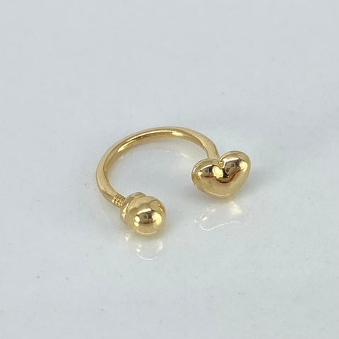 Piercing Aro Corazon Bola Lisa / Oro Amarillo 18k (Joya) / 4mm / 0,4gr / 1.1cm / (Labio) †