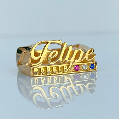 Anillo Nombre Personalizado Con Circones POR FABRICACION Oro amarillo 18k / Talla 9 / 8,29 Gr *