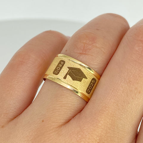 Anillo Argolla Diamantada PROM Birrete Oro amarillo 18k / Talla 7 1/2 / 2,7 Gr