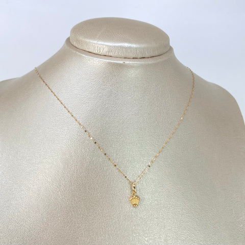 Set Cadena ● Crispeta + Dije Corona RX Oro amarillo 18k 0,6 Gr / 1 mm / 45 Cm *