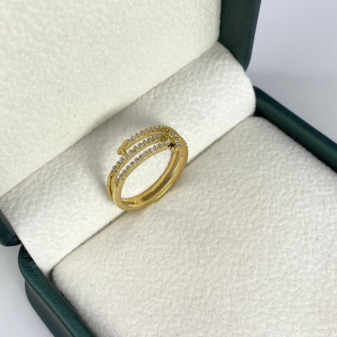 Anillo Clavo Circones Blancos Oro amarillo 18k / Talla 6 / 2,37 Gr *
