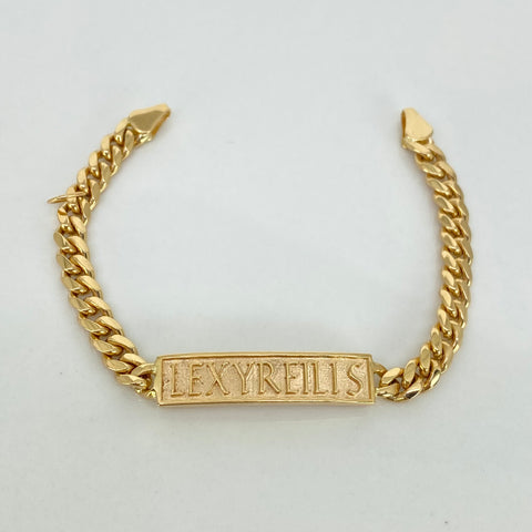 Pulso Cubano Placa Rectangular Personalizado POR FABRICACION Oro amarillo 18k 15,54 Gr / 4 mm / 19 Cm *