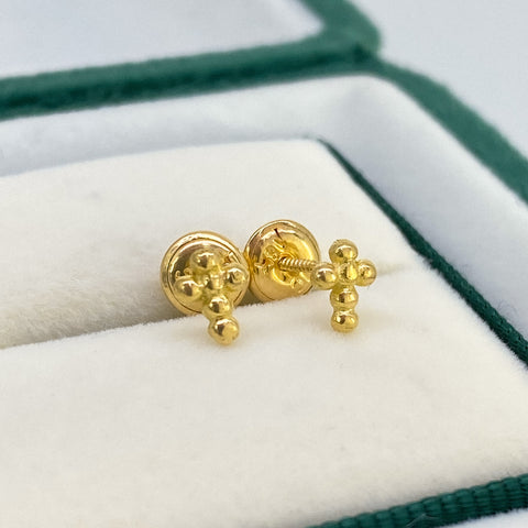 Topos Cruz Bolitas Oro amarillo 18k 0,80 Gr / 7 mm