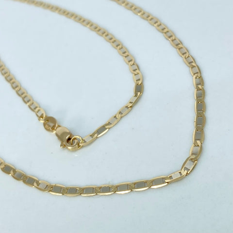 Cadena ● Escalera Plana Oro amarillo y Oro blanco 18k 4,03 Gr / 2,2 mm / 45 Cm