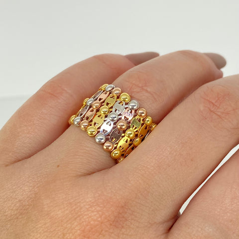 Anillo ● Pulsera Graduable Tres oros 18k / Desde La Talla 5 1/2 / +3 / 8,82 Gr †