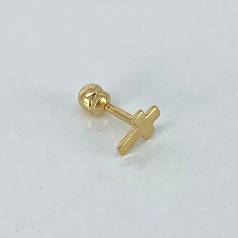 Piercing Cruz / Oro Amarillo 18k (Joya) / 4mm / 0,3gr / 1.1cm / (Oreja) †