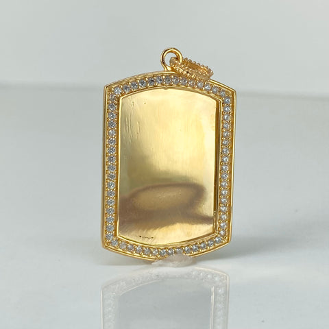 Dije Placa Rectangular Circones Blancos Oro amarillo 18k 3,12 Gr / 3 Cm