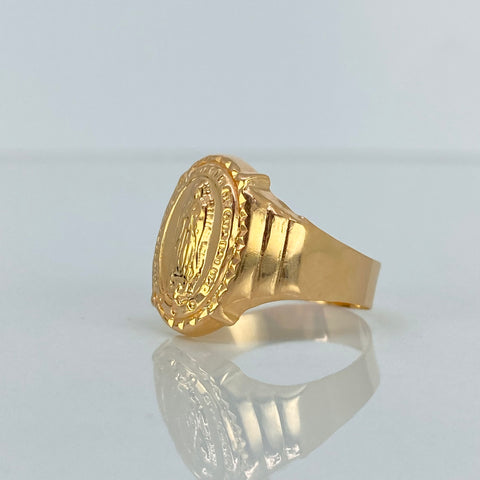 Anillo Sello Virgen Guadalupe Oro amarillo 18k / Talla 10 / 3,6 Gr *