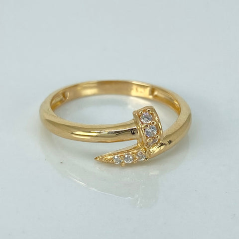 Anillo Clavo CT Circones Blancos Oro amarillo 18k / Talla 7 / 2,23 Gr *