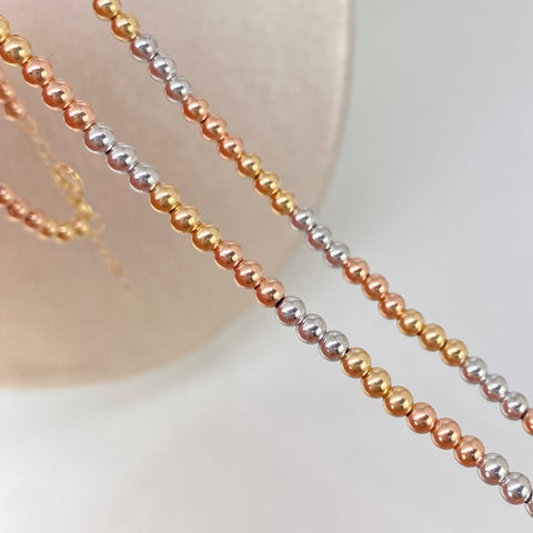 Cadena ● Bolas Diamantadas ESP Tres oros 18k +3 / 2,75 Gr / 3 mm / 42 Cm