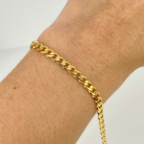 Pulso ● Cubano Circones Blancos Oro amarillo 18k +1 / 6,68 Gr / 4,5 mm / 20,2 Cm