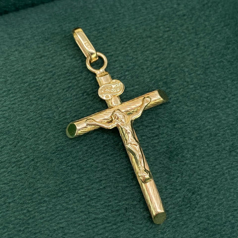 Dije Cruz  Diamantada Cristo  Oro amarillo 18k 1,16 Gr / 4 Cm  *
