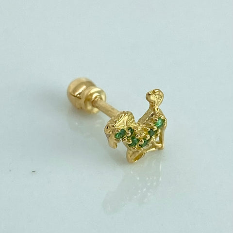 Piercing Caballo Circones Verdes / Oro amarillo 18k ( Joyas ) / 0,55 Gr / 6.4mm / (Oreja)