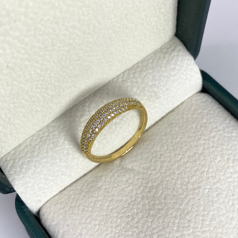 Anillo Circones Blancos Oro amarillo 18k / Talla 8 / 2,45 Gr