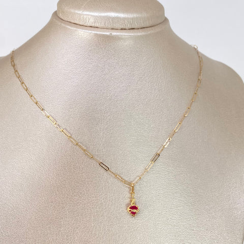 Set Cadena Cajón + Dije Sagrado Corazón Oro amarillo 18k 1,40 Gr / 2 mm / 45 Cm †