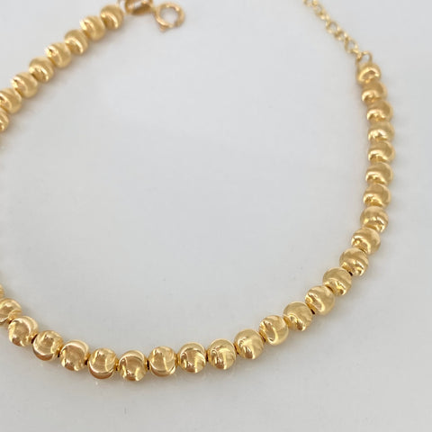 Pulso ● Bolas Diamantadas ESP Oro amarillo 18k +3 / 3,6 Gr / 4 mm / 18 Cm *