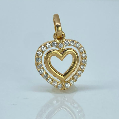 Dije Corazon Circones Blancos Oro amarillo 1,3 Gr / 1,8 Cm