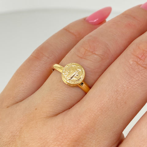 Anillo San Benito Oro amarillo 18k / Talla 8 / 1 Gr *