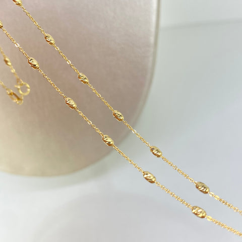 Cadena ● Aro Seguido Bolas Diamantadas Oro amarillo 18k +3 / 2,37 Gr / 2 mm / 45 Cm *