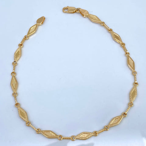 Pulso Rustico Rombo Punteado Oro amarillo 18k 4,27 Gr / 4,2 mm / 22,5 Cm †