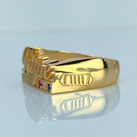 Anillo Nombre Personalizado Con Circones POR FABRICACION Oro amarillo 18k / Talla 9 / 8,29 Gr *