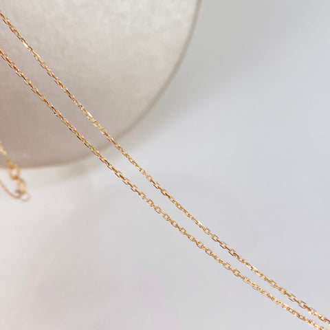 Set Cadena ● Aro Seguido + Dije Cruz Mini Cristo Oro amarillo 18k 1,5 Gr / 1 mm / 45 Cm *