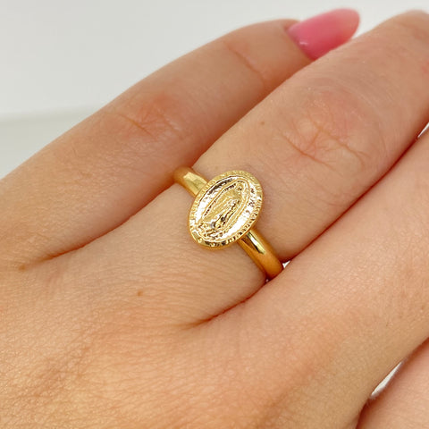 Anillo Virgen Guadalupe Oro amarillo 18k / Talla 5 3/4 / 1 Gr *