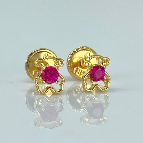 Topos Osos TS Circon Fucsias Oro amarillo 18k 0,76 Gr / 4,4 mm *