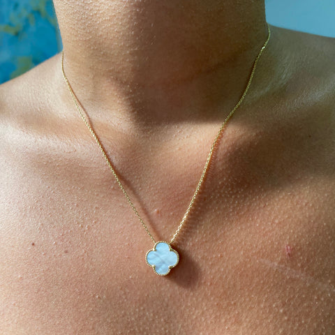 Cadena Italy Rolon + Trebol Blanco Graduable Oro amarillo 18k +3 / 2,78 Gr / 13,5 mm / 45 Cm