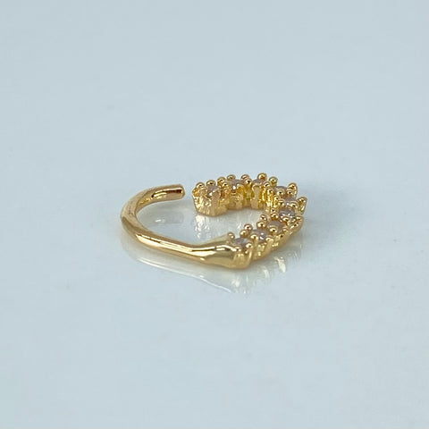 Piercing Corazon Circones Blancos / Oro Amarillo 18k (Joya) / 0,51gr / 1.1cm / (Oreja) *
