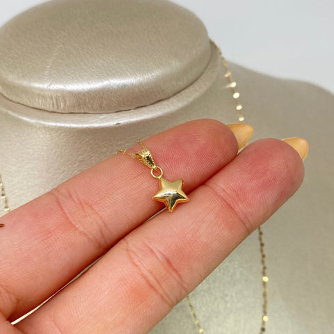 Set Cadena Crispeta + Dije Estrella Oro amarillo 18k 0,7 Gr / 1 mm / 50 Cm *