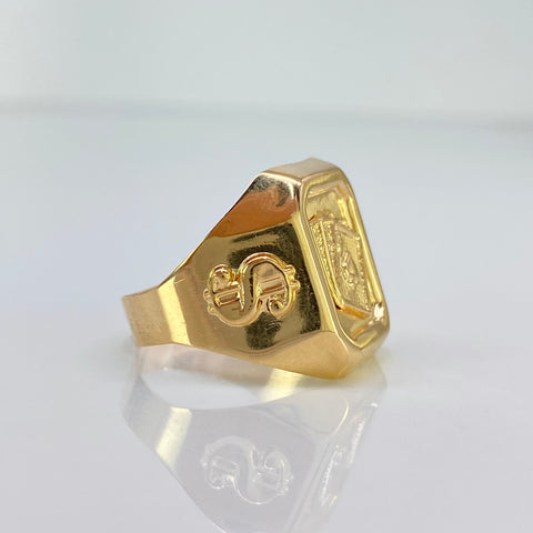 Anillo Cartas / Signo $ Oro amarillo 18k / Talla 8 / 3,58 Gr *